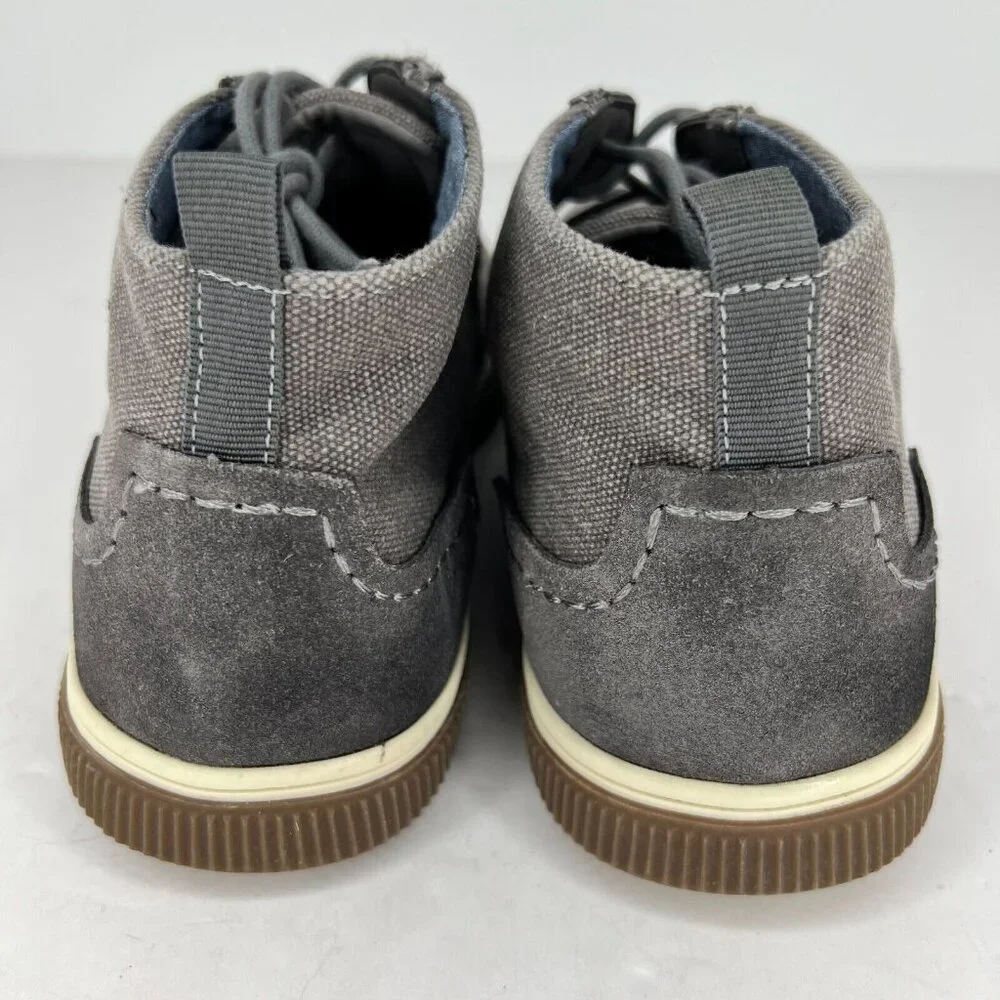 Steve Madden Mens P-Bardos Gray Leather Canvas LaceUp Size 8.5 Chukka Ankle Boot